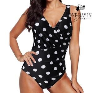 Aimage Polka Dot One Piece Swimsuit Size L